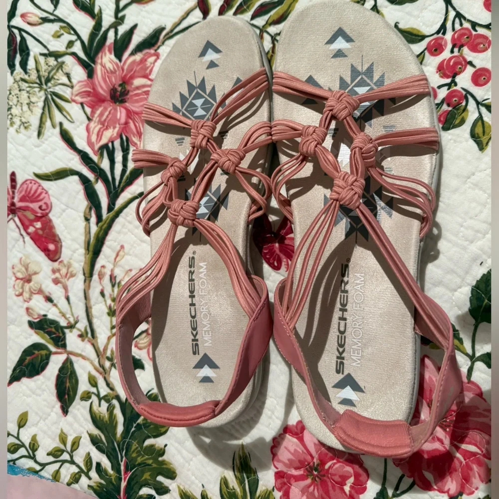 🩷Skechers Reggae Slim Why Not stretch fit sandals coral pink women size 10 EUC - Picture 10 of 10